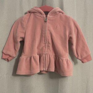 Ralph Lauren Baby Girl Velvet Zip-Up Sweater – Rose Pink, 6M